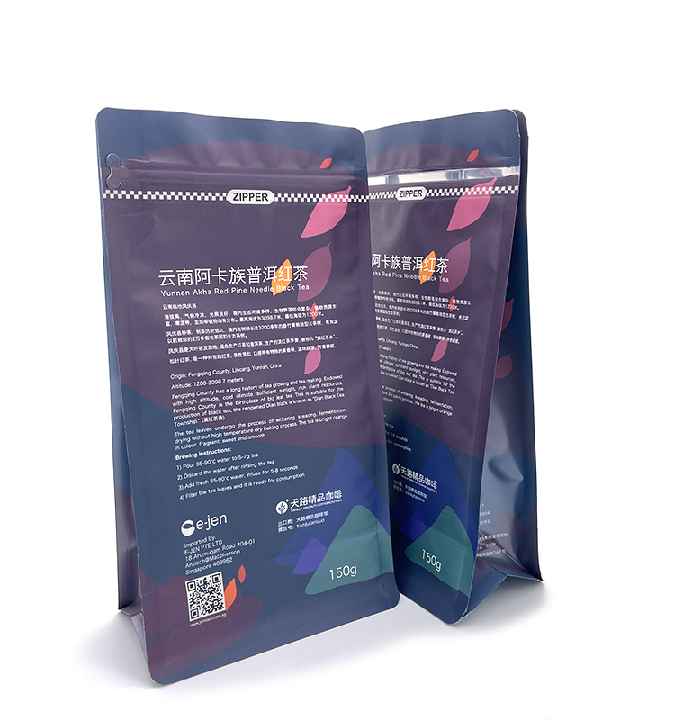 Пользовательский цифровой принтер из фольги с плоским дном, пищевой пластиковый пакет для упаковки чая с замком Ziplock