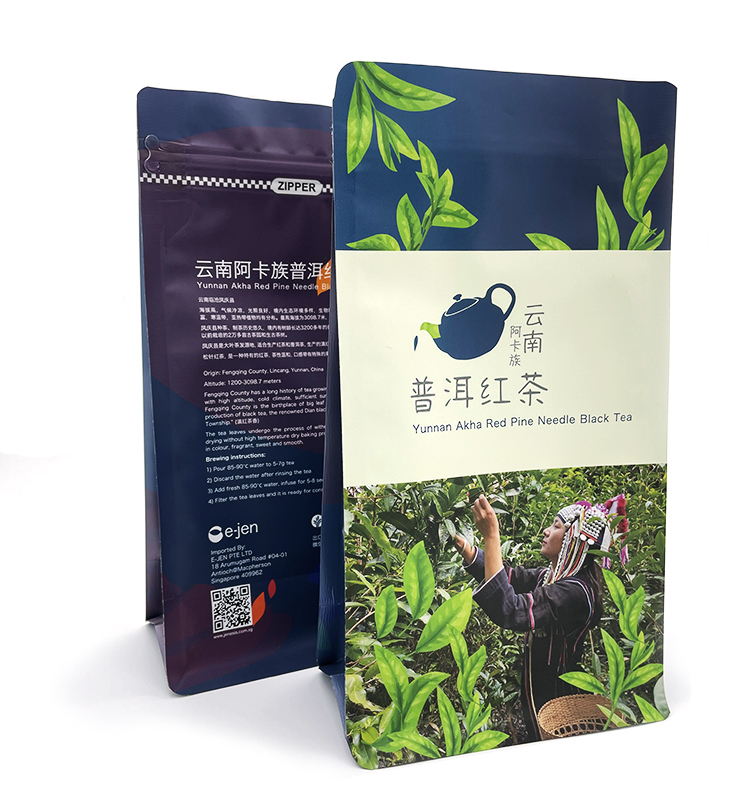 Пользовательский цифровой принтер из фольги с плоским дном, пищевой пластиковый пакет для упаковки чая с замком Ziplock