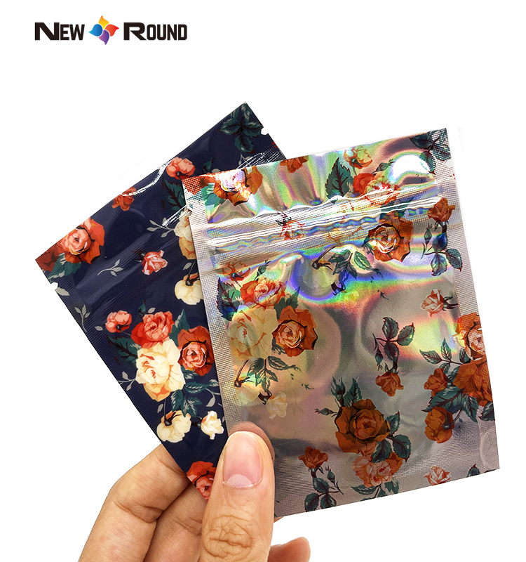 Лазерные голографические майларовые пакеты Съедобные клейкие ленты на заказ с застежкой-молнией Термосвариваемая пластиковая упаковка с защитой от детей