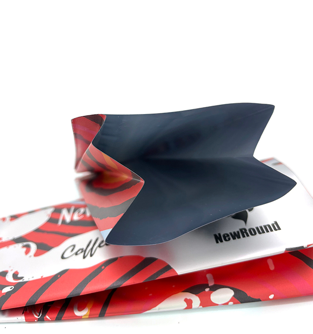 Изготовленная на заказ печатная алюминиевая фольга со складками для кофе со стабильным уплотнением, сумка для кофе с четырьмя уплотнениями