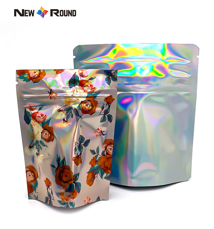 Лазерные голографические майларовые пакеты Съедобные клейкие ленты на заказ с застежкой-молнией Термосвариваемая пластиковая упаковка с защитой от детей