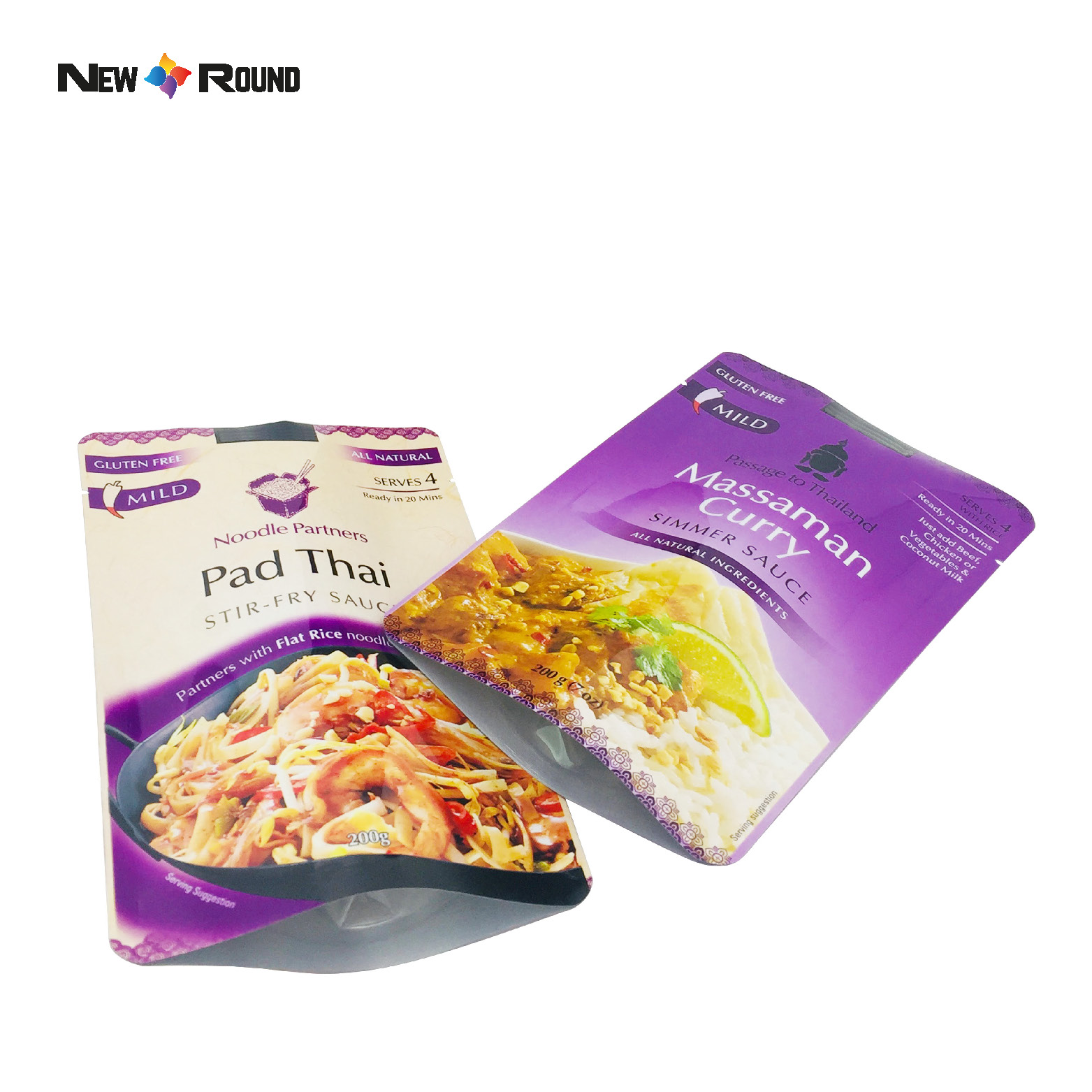 Упаковочный пакет для приправы карри, устойчивый к высоким температурам, закрывающийся майларовый пластиковый пакет с застежкой-молнией Doypack, ретортный пакет для соуса