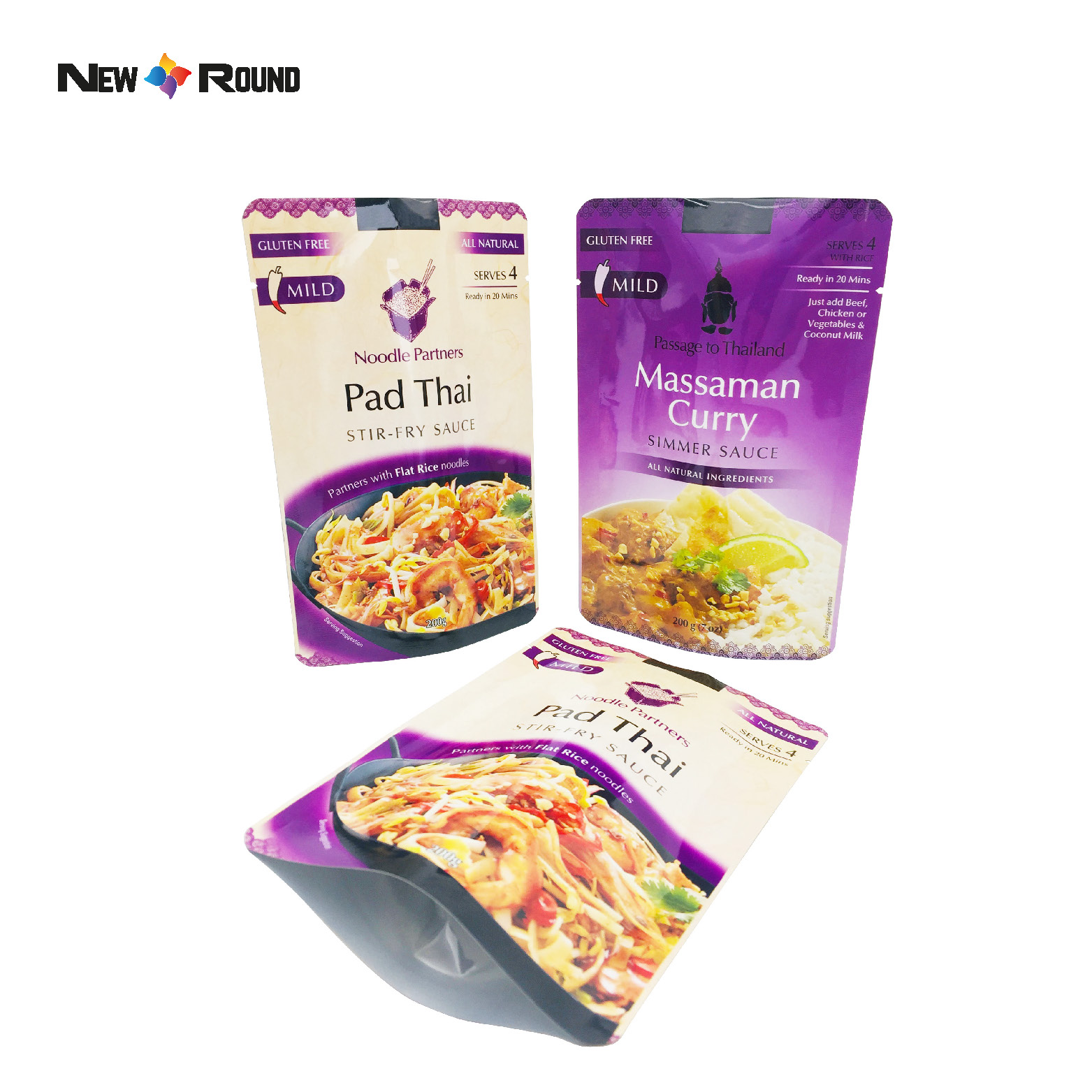 Упаковочный пакет для приправы карри, устойчивый к высоким температурам, закрывающийся майларовый пластиковый пакет с застежкой-молнией Doypack, ретортный пакет для соуса