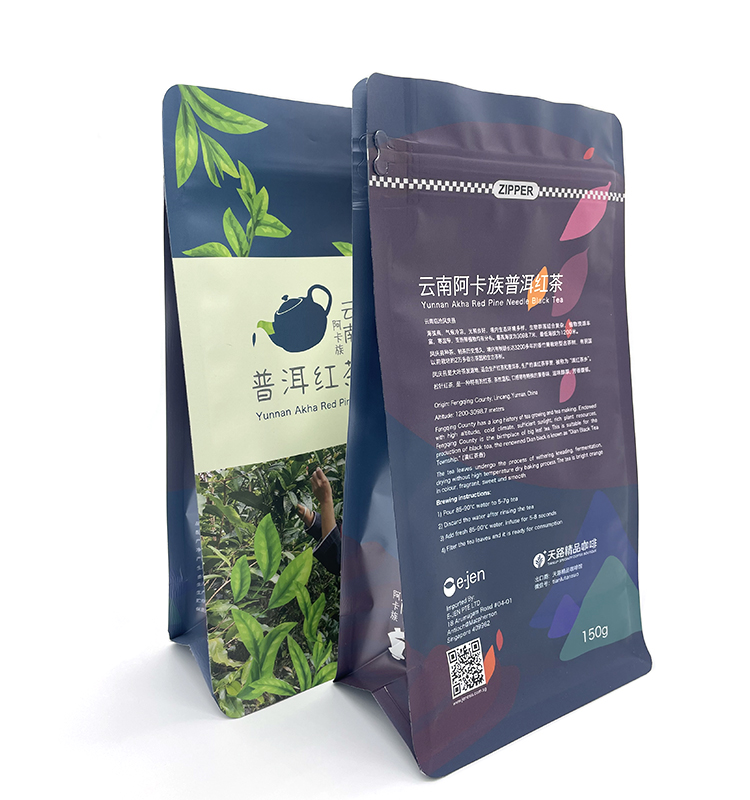 Пользовательский цифровой принтер из фольги с плоским дном, пищевой пластиковый пакет для упаковки чая с замком Ziplock