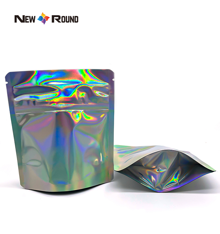 Лазерные голографические майларовые пакеты Съедобные клейкие ленты на заказ с застежкой-молнией Термосвариваемая пластиковая упаковка с защитой от детей