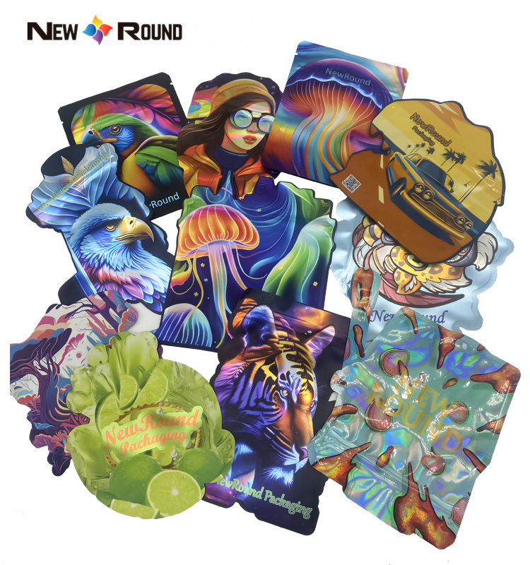 Custom Die Cut 3,5 Mylar Ziplock Bags Напечатанная упаковка мешка
