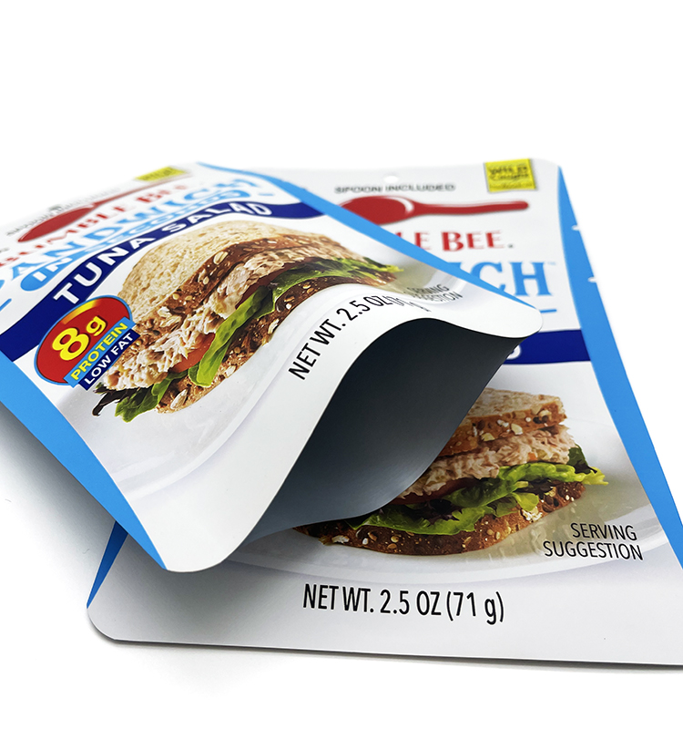 Изготовленная на заказ сумка с плоским дном для пищевых продуктов и прозрачными стоячими сумками на молнии