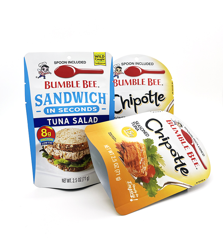 Изготовленная на заказ сумка с плоским дном для пищевых продуктов и прозрачными стоячими сумками на молнии